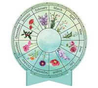 CREATCABIN Wheel of the Year Sign Pagan Decor Wicca Calendar Wiccan Holidays Altar Pendulum Board Witch Stand Flower Engraved Plaque Spiritual Wooden Supplies Tools for Halloween Light Green 7.9 Inch