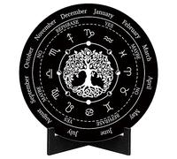CREATCABIN Wheel of the Year Sign Pagan Decor Wicca Calendar Wiccan Holidays Altar Pendulum Board Witch Stand Tree of Life Engraved Plaque Spiritual Wooden Supplies Tools for Halloween Black 7.9 Inch
