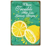 CREATCABIN Where Trouble Melt Like Lemon Drops Metal Tin Sign Vintage Wall Art Decor House Plaque Poster for Home Bar Pub Garden Kitchen Coffee Garage Decoration 12 x 8 Inch