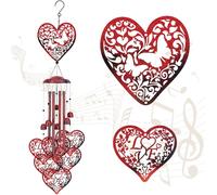 CREATCABIN Wind Chimes for Outside Memorial Wind Chimes Heart Pendant Wind Bell Sympathy Gifts for Loss of Loved One Home Garden Patio Outdoor Porch Yard Beach Terrace Hanging Decor 35in