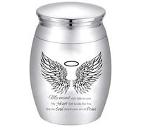 CREATCABIN Wing Mini Cremation Urn Small Keepsake Urns Ashes Holder Silver Alloy Sharing Funeral Urn Kit Memorials Miniature Container Decorative Urn for Loved Ones Female Male Pets 1.6x1.2Inch