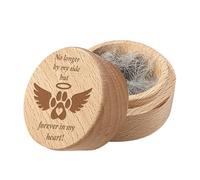 CREATCABIN Wing Paw Print Round Wood Mini Pet Urn for Dog Cat Ashes Pet Hair Keepsake Box Case Acacia Wood Decorative Urns Funeral Cremation Urn Memorial Box Gift for Sympathy Remembrance 2x1.6Inch