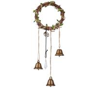 CREATCABIN Witch Bells for Door Knob Protection Witchcraft Wind Chimes Vintage Handmade Decorative Bell Wiccan Altar Supplies Door Bell with 3 Bells Boho Gift for Attracts Positive Witchy Things Decor