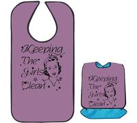 CREATCABIN Women Adult Bibs for Eating Waterproof Washable with Crumb Catcher Clothing Protectors Canvas Reusable Dining for Elderly Men Disabled Bed Table Feeding 34x18Inch-Keeping The Girls Clean