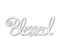 CREATCABIN Wood Blessed Sign Wall Decor Art Cutout Letter Word Laser Cut Unfinished Rustic Decorative DIY for Home Apartment Bathroom Living Room Farmhouse Baptism Decoration 9.8 x 4.7 Inch(White)
