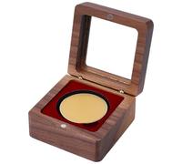 CREATCABIN Wood Challenge Coin Dispaly Case Single Coin Holder Red Velvet Inside Coins Storage Box Small Presentation Collection Box with Clear Top Window for Coins Medal Collector Storage