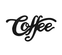 CREATCABIN Wood Cutout Coffee Sign Laser Cut Wooden Wall Decor Sculpture Hanging Decor Wall Art Decoration for Home Gallery Office Front Door Black 9" x 4.7"