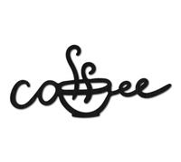 CREATCABIN Wood Cutout Coffee Sign Wooden Coffee Wall Decor Black Word Sculpture Laser Cut Sign Unfinished Sign DIY Letters Art Sign Ornaments for Front Door Rustic Home Decorations 11.8x5.4Inch