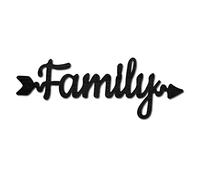 CREATCABIN Wood Cutout Family Arrow Sign Laser Cut Wooden Wall Decor Sculpture Hanging Decor Wall Art Decoration for Home Gallery Office Front Door Black 11.9" x 4.3"