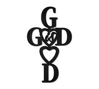CREATCABIN Wood Cutout God Is Good Sign Laser Cut Wooden Wall Decor Sculpture Hanging Decor Wall Art Decoration for Home Gallery Office Front Porch Door Black 8.6" x 4.7"
