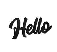 CREATCABIN Wood Cutout Hello Sign Laser Cut Wooden Wall Decor Sculpture Hanging Decor Wall Art Decoration for Home Gallery Office Front Porch Door Black 9.4" x 4.7"