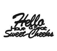 CREATCABIN Wood Hello Sign Have a Seat Sweet Cheeks Wall Decor Word Wall Art Decoration Hanging Rustic Plaque for Indoor Outdoor Bedroom Living Room Garden Office House Home 11.81 x 9.84 Inch