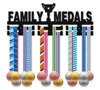 CREATCABIN Wood Medal Hanger Display Medal Holder Rack Black Wooden Sport Hanging Athlete Awards Wall Mounted Stand over 30 Medals for Competition Race Medalists Runners 15.7x5.9 Inch-Family Medals