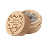 CREATCABIN Wood Mini Animal Urn Small Pet Urns for Human Ashes Pet Hair Keepsake Box Case Decorative Funeral Cremation Memorial Box for Dog Cat 2x1.6Inch-You Left Paw Prints on My Heart
