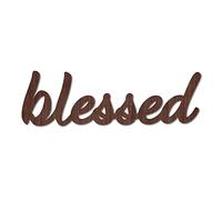 CREATCABIN Wood Sign Wall Art Blessed Letter Sign Laser Cut Words Decorative Wall Sculpture Hanging Decor Unfinished For Housewarming Door Wall Room Decoration Brown 11.9 x 3.6inch