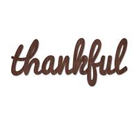 CREATCABIN Wood Sign Wall Art Thankful Letter Sign Laser Cut Words Decorative Wall Sculpture Hanging Decor Unfinished For Housewarming Door Wall Room Decoration Brown 11.9 x 4.9inch