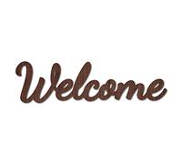 CREATCABIN Wood Sign Wall Art Welcome Letter Sign Laser Cut Words Decorative Wall Sculpture Hanging Decor Unfinished For Housewarming Door Wall Room Decoration Brown 11.9 x 3.2inch