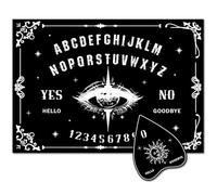 CREATCABIN Wood Spirit Board Dowsing Divination Set with Planchette Metaphysical Message Telling Tool Stuff Cratfts for Spiritual Games Wicca Witch Halloween Party 11.8x8.3 Inch Eye of God Black