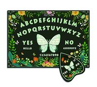 CREATCABIN Wood Spirit Board Pendulum Board Wooden Talking Boards with Planchette Divination Kit Game Spirit Hunt Metaphysical Message Decor for Wicca 11.8 x 8.3 Inch(Green)-Butterfly And Flower