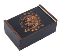 CREATCABIN Wood Tarot Box for Cards Crystal Wooden Tarot Storage Boxes with Lid Solid Witch Box Sun Trinket Keepsake Box Decorative Storage Bin for Jewelry Celestial Home Decor 3.5x5.4x2Inch
