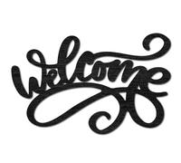 CREATCABIN Wood Word Cutout Welcome Laser Cut Wood Signs Wall Sculpture Hanging Decoration DIY Black Words Sculptures Sign for Farmhouse Kitchen Living Room Wall Art Ornaments 7.4x12Inch