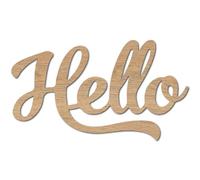 CREATCABIN Wooden Hello Letter Signs Unfinished Wooden Hello Sign Laser Cutout Word Wall Art Decor Word Sculpture DIY Ornaments for Front Door Home Decorations 9.8 x 5.5Inch