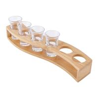 CREATCABIN Wooden Shot Glass Tray 6 Shot Holder Wood S Shaped 1.6 Inch Hole Cocktail Drinks Paddle Beer Wine Glasses Serving Displays Organizers Boards Stands for Home Party Bar 12.6x2.2x2.2 Inch