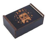 CREATCABIN Wooden Tarot Storage Boxes Tarot Card Case Witch Box Black Cat Phase Moon Card Holder Tarot Card Box with Sliding Lid Trinket Box Decorative Storage Bin for Divination Jewelry 3.5x5.4x2Inch