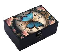 CREATCABIN Wooden Tarot Storage Boxes Witch Box Black Butterfly Wood Tarot Box for Cards Crystal Holder Rectangle Trinket Keepsake Box Decorative Storage Bin for Jewelry Astrology 4.3x6.5x2.3Inch