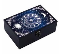 CREATCABIN Wooden Tarot Storage Boxes Witch Box Black Wood Tarot Box for Cards Crystal Holder Rectangle Trinket Keepsake Box Decorative Storage Bin for Jewelry Home Decor 4.3x6.5x2.3Inch