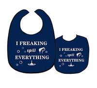 CREATCABIN Word Adult Bibs for Elderly Waterproof Washable Bib Canvas Reusable Dining Clothing Protectors for Eating Men Women Hospital Bed Table 34 x 18 Inch-I Freaking Spill Everything