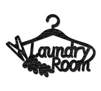 CREATCABIN Word Cutout Sign Laundry Room Laser Cut Wood Letter Sign Coat Rack Wall Decor Unfinished Wooden Signs Wall Art Basswood Hanging Sculpture Decor for Crafts DIY Farmhouse Black 11.8x8.2Inch