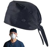 CREATCABIN Working Caps Scrub Cap Cotton Black Adjustable Elastic Tie Surgical Cap Comfortable Working Hats with Sweatband Bouffant Nurse Caps for Unisex Men Women Nursing Dentist 33x27x13.5cm