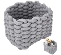 CREATCABIN Woven Small Baskets Cotton Rope Baskets for Organization Bin Gray Mini Tiny Baskets Boho Square Storage Basket for Nursery Cosmetics Living Room Bathroom Cube Shelf Home Decor 7x5x6Inch