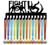 CREATCABIN Wrestling Medal Holder Medal Hangers Display Rack Sports Hanging Athlete Awards Iron Small Metal Wall Mount Decor with 14 Hooks for Wrestler Medals Black 11.4 x 5.1 Inch-Fight!