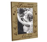 CREATCABIN You Will Forever by My Always Picture Frame Wood Photo Frames Engraved Display Wooden Tabletop for Hanging Wall Gallery Wedding Anniversary Christmas Engagement Gifts Home Decor 4 x 6 Inch