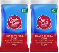 Create A Cake Ready To Roll Icing | Blue Fondant Icing | Palm Free Sugar Paste For Cake Decorating, Cupcakes, Cookies, Cakes - 200g (Pack of 2)