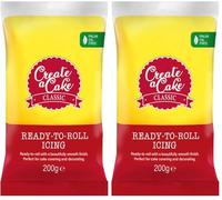 Create A Cake Ready To Roll Icing | Yellow Fondant Icing | Palm Free Sugar Paste For Cake Decorating, Cupcakes, Cookies, Cakes - 200g (Pack of 2)