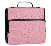 Create-a-seamless-pattern-of-colorful-candy-sprinkles-scattered-randomly-on-a-soft-pink-background-1 Zipper Binder D-Rings File Folder, Expanding Organizer with Shoulder Strap & Handle, 3 Ring Binders