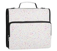 Create-a-seamless-pattern-with-colorful-confetti-sprinkles-and-dots-scattered-randomly-on-a-white-ba Zipper Binder D-Rings File Folder, Expanding Organizer with Shoulder Strap & Handle, 3 Ring Binders