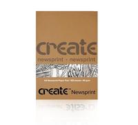 Create A4 Newsprint Paper Pad for Drawing, Printing, Collage, Papier Mache & More - 49 GSM Sketching Paper for Pencil, Charcoal, Crayon & Oil Pastel, 100 Sheets
