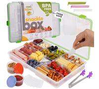 Create-ables Large Snackle Box Container Reel Bites Large Snack Container for Travel, 21-Compartment Snackle Box with Adjustable Dividers, Dishwasher Safe - 14 inch