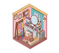 Create and eliminate dioramas with "Luvian" and "Cartoon Diorama" to create a shed scene with "3D Visual" and "Relieve Diorama" as a home notebook or change room