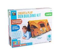 Create and Play Den Building Kit - 211-Piece Fort & Tent Construction Toy for Kids - Build Villa, House, Rocket, Tunnel, Pyramid - Indoor & Outdoor STEM Play Set Ages 3+ (Camping Design)