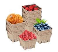 Create Basket Containers - Compostable Fibreglass Box, Lightweight Stackable Market Holder, Eco Safe Recyclable Storage with 30 Pieces Set for Berries, Picking, Strawberry, Raspberry, Blueberry Grapes