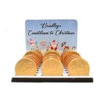 Create Cherished Holiday Memories with Our Personalised Christmas Chocolate Coin Advent Calendar - A Festive Keepsake with Custom Name, Chocolate Slots, 17 Designs (Santa Scene)