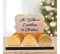 Create Cherished Holiday Memories with Our Personalised Christmas Chocolate Coin Advent Calendar - A Festive Keepsake with Custom Name, Chocolate Slots, and 9 Designs (Gold Sparkles)