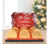 Create Cherished Holiday Memories with Our Personalised Christmas Chocolate Coin Advent Calendar - A Festive Keepsake with Custom Name, Chocolate Slots, and 9 Designs (Red with Snowflakes)