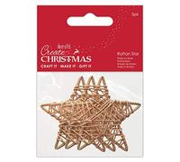 Create Christmas 6cm Rattan Wicker Star Natural 3 Pack, Christmas Home Decor, Craft, DIY Art & Craft Making, Wedding, Party, Wooden Effect