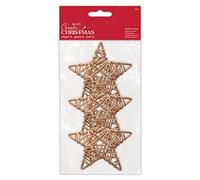 Create Christmas 9cm Rattan Natural Wicker Stars 3 Pack, Christmas Home Decor, Craft, DIY Art & Craft Making, Wedding, Party, Wooden Effect